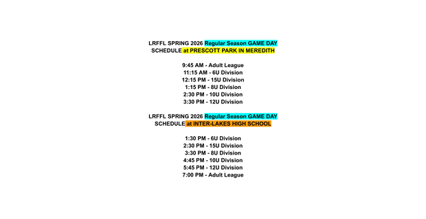 GAME DAY TIMES BASED ON LOCATIONS